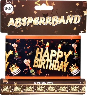 Produktbild von Absperrband Geburtstag Happy Birthday schwarz-gold