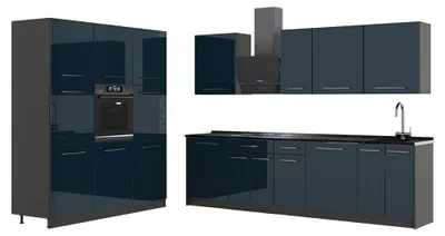 Obrázok produktu pre Kuchynka Vicco Fame-Line Tmavo modrá vysoký lesk/antracitová 460 cm bez pracovnej dosky, Model 63769