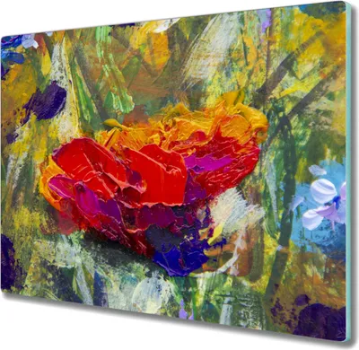 Produktbild von Coloray Herdabdeckplatte 60x52 cm Schneidebrett Kochplattenabdeckung Küchenbrett Hackbrett - gemalten Wiese