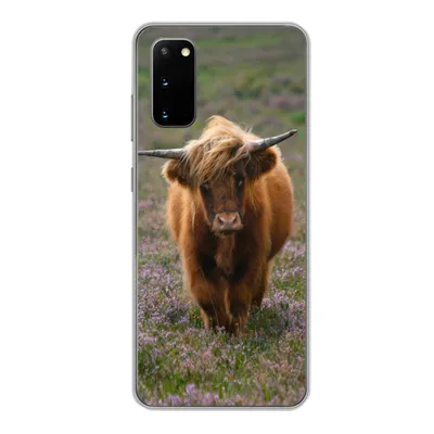 Produktbild von MuchoWow® Handyhülle Schutzhülle Hülle für Samsung Galaxy S20 Schottische Hochlandbewohner - Heidelandschaft - Tiere Silikon Softcase Handy Hülle - Bild