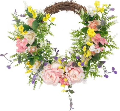 Produktbild von Künstliche Pfingstrose-Kranz 16 Zoll, Hochzeit, Bauernhof, Eingangstür