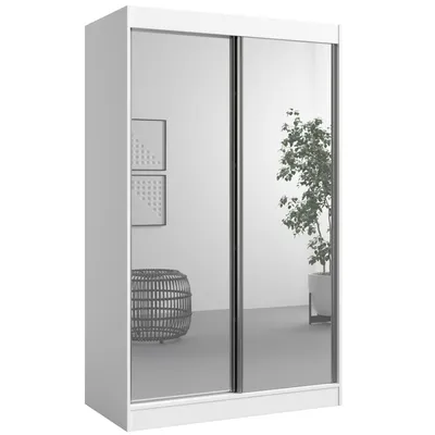 Schiebetürenschrank mit Spiegel Weiß 120 cm Breite