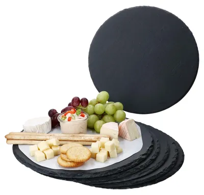 Zdjęcie produktu dla 6x talerze łupkowe okrągłe Ø30cm talerz do pizzy talerz do serwowania naturalny łupek