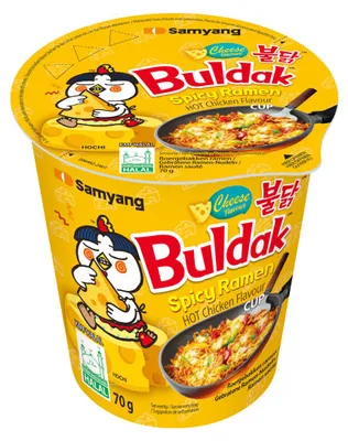 Obrázek produktu pro Samyang 8801073211254, Instantní nudle ramen, 70 g, Kuřecí maso, Sýr, Mléko, Sezamová semínka, Sója, Pšenice, 290 kcal, 10 g