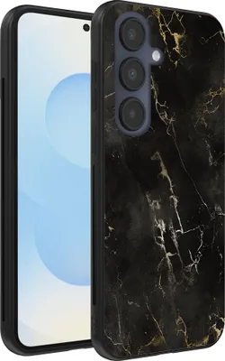 Produktbild von Smartphonica Handytasche passend für Samsung Galaxy S25 mit Marmordruck - TPU Rückendeckung Fall schwarz Marmor Design - Schwarz