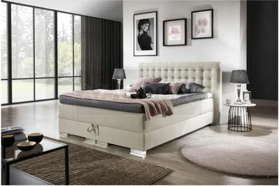 Image de Lits gris Boxspring Lit avec matelas Toppe complet Chambre à coucher Lit neuf