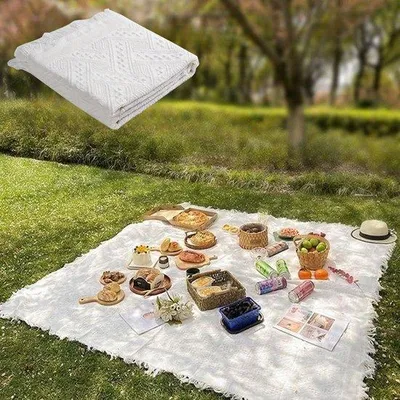 Produktbild von Opvouwbare picknickmat, wit, groot, strandkampeeraccessoire, leuk cadeau