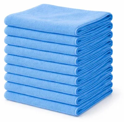 Produktbild von 10er Set Mikrofasertücher 38x38 cm 210g/m² Trockentuch - Farbe Blau - Poliertuch Autopflege Reinigungstuch Autotuch Fenstertuch fusselfrei saugstark Putztuch kratzfrei für Haushalt Auto Gewerbe
