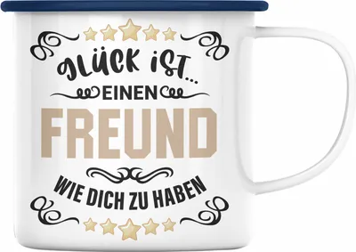 Produktbild von Trendation - Bester Freund Emaille Tasse Geschenk Beste Freunde Bester Freund Der Welt Geschenkidee (Blau)