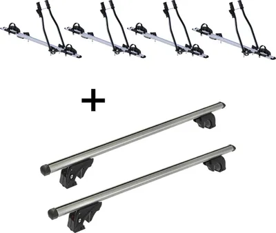 Produktbild von 4x Fahrradträger SAGITTAR + Dachträger/Relingträger VDP LION1 kompatibel mit für Toyota Avensis Station Wagon (T250) (5 Türer) 03-09
