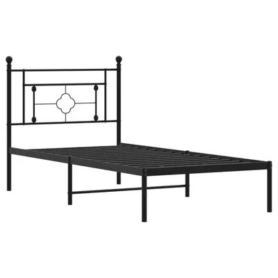 Produktbild von vidaXL Bettgestell mit Kopfteil Metall Schwarz 90x190 cm