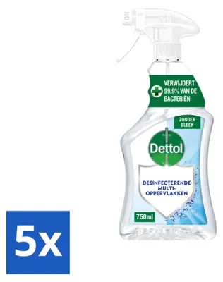 Produktbild von 5 x Dettol Allesreiniger Spray ohne Bleiche - 750 ml - Vorteilspackung - 5 Stücke