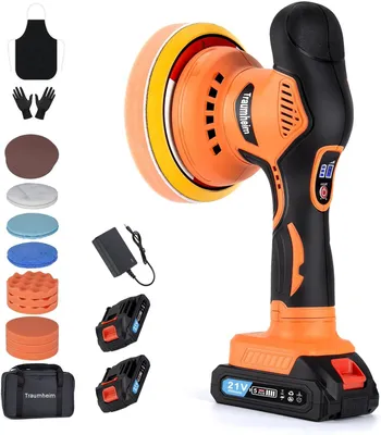 Produktbild von 21V Polierschleifer 6 Gänge Einstellbare Akku-Autopoliermaschine Poliermaschine Polierer Set mit 2 Akku, Multifunktionale Haushaltsreinigungsmaschine