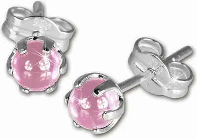 Produktbild von SilberDream Ohrstecker für Damen 925 Silber rosa Kugel Ohrringe 4mm SDO533A