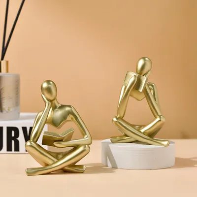 Obrázek produktu pro Socha "Zlatý myslitel" - Figurky a dekorace - Sochařství - Sochy do interiéru - Pryskyřice - Šířka 8 cm, výška 11,9 cm - Figurka