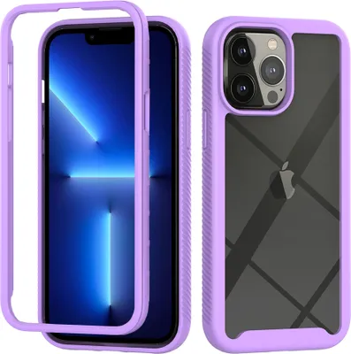 Produktbild von iPhone 14 Pro Max Hülle, Hybrid Transparente Rückseite Robust TPU Bumper Rutschfest Stoßfest Ganzkörper Schutzhülle für iPhone 14 Pro Max Lila