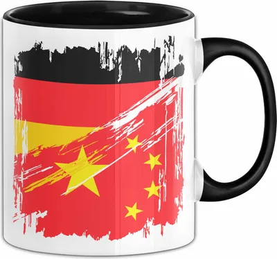 Produktbild von China Deutschland Flagge Halb Deutscher Halb Chinese Fußball Germany 2024 Europa China (Schwarz)
