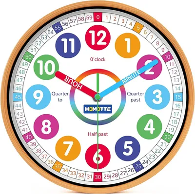 Productafbeelding van Kinderwekker van Homotte - Montessori wekker, analoog, zonder tikgeluid - Analoge kinderwekker