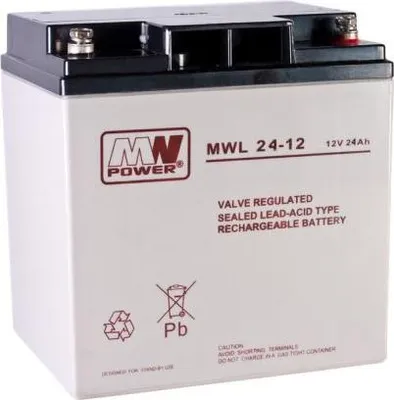 Zdjęcie produktu dla Mwl 24-12: Mwl 24-12: Akumulator Agm 12V/24Ah 166*125*175 (M5)