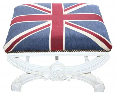 Produktbild von Casa Padrino Barock Sitzhocker / Kreuzhocker Union Jack / Weiß