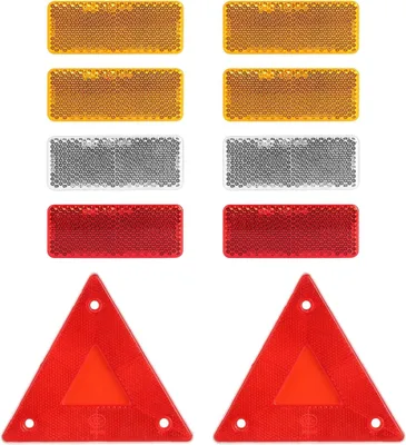 Imagen del producto de Juego de pegatinas reflectantes, de 10 unidades, en amarillo, blanco y rojo, autoadhesivas, para coche y bicicleta
