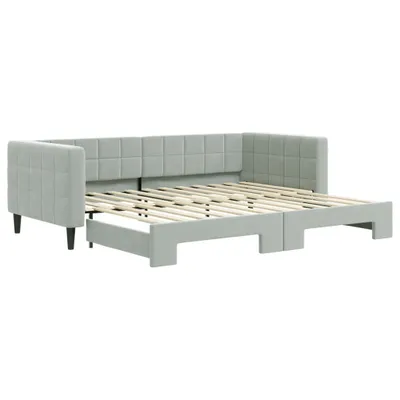 Zdjęcie produktu dla Sofa rozsuwana, jasnoszara, 90x200 cm, aksamit