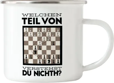 Produktbild von Welchen Teil Vom Spielzug Verstehst Du Nicht Emaille Tasse Schachspieler Schachbrett Chess Geschenkidee