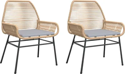 Produktbild von vidaXL Gartenstühle 2 Stk. mit Kissen Braun Poly Rattan