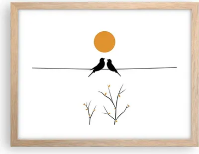 Produktbild von Gerahmtes Poster - Rahmen in heller Eiche - Bild Vögel Sonne - 40x30 cm - Wand Bild - Wanddeko - Wandbilder - Kunstposter - Wandposter - Bilderrahmen - Bilder - Kunstdruck - P2NAA40x30-4772