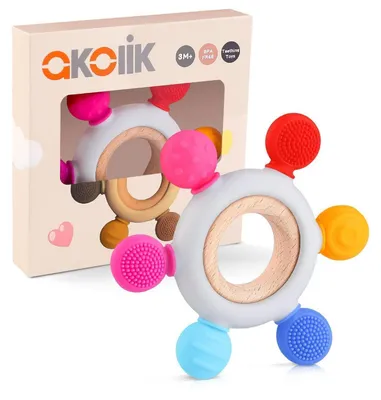 Obrázek produktu pro Kousátko pro miminka, bez BPA, silikonové, pomůcka při prořezávání zubů, design "Loďka", vhodné od 0-12 měsíců