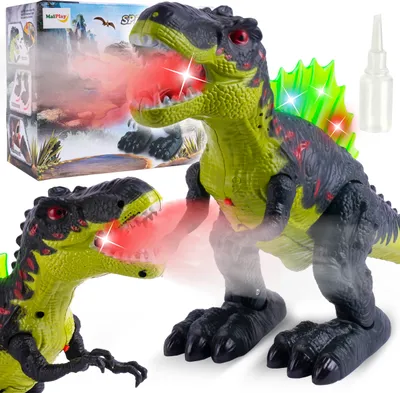Zdjęcie produktu dla MalPlay Elektroniczny T-rex Interaktywny Dinozaur | świeci, ryczy, biega, oddycha parą | światło i dźwięk | dla maluchów chłopców dziewczynek