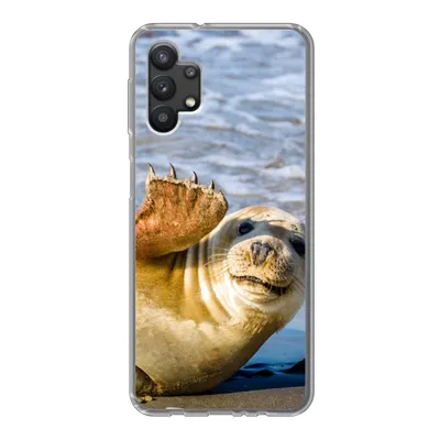 Produktbild von MuchoWow® Handyhülle Schutzhülle Hülle für Samsung Galaxy A32 5G Robbe - Lustig - Schaukel - Kinder - Jungen - Mädchen - Kind Silikon Softcase Handy Hülle - Softcase