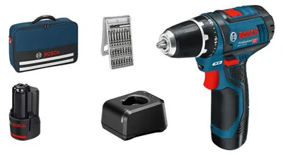 Produktbild von Akku-Bohrschrauber GSR 12V-15, 2 x Akku GBA 12V 2.0Ah, Bit-Set 25-tlg