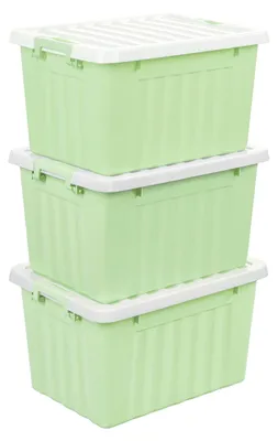 Productafbeelding van Set van 3 stapelbare opbergboxen met deksel (15 liter)