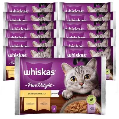 Produktbild von Whiskas Adult 13x340g Geflügel-Leckereien Nassfutter für erwachsene Katzen in Gelee Stücke mit Huhn und Pute