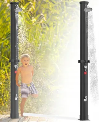 Zdjęcie produktu dla Czarny Prysznic Solarny Ogrodowy 216 Cm 40 L Deszczownica Obrotowa 360°