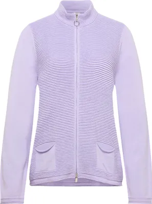 Produktbild von Rabe Strickjacke Lila Größe 48 mit Reißverschluss, Stehkragen und aufgesetzten Taschen