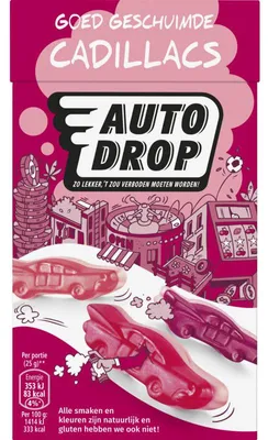 Image de Autodrop Goed Geschuimde Cadillacs Liquorice 235g – Bonbons à la réglisse doux et mousseux