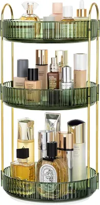 Produktbild von Um 360 Grad drehbarer Make-up-Organizer, 3-stufiger Make-up-Organizer und Aufbewahrung mit großer Kapazität, Kosmetik-Organizer für Hautpflegeprodukte und Parfüm