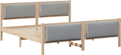 Image de vidaXL Cadre de lit avec tête de lit gris clair 180 x 200 cm Tissu