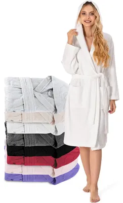 Produktbild von Twinzen - Bademantel Damen Frottee mit Kapuze - 100% Baumwolle - XL