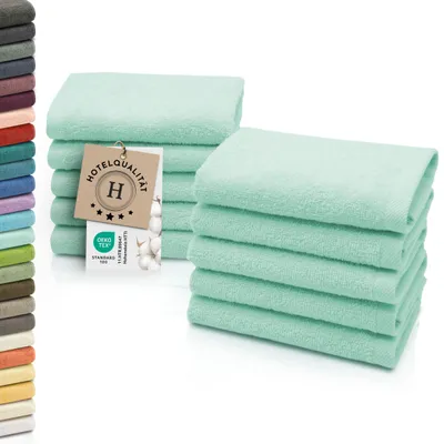 Produktbild von 10er Set Seiftücher, Baumwolle, 30x30 cm, 420g/qm, türkis (mint)