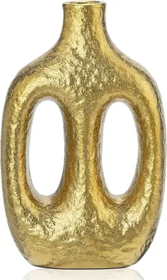 Immagine prodotto di Vaso in Vetroceramica, forma a ciambella dorata, 24 cm, ideale per fiori secchi