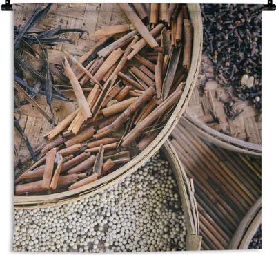 Produktbild von MuchoWow® Wandteppich Wandbehang Kräuter auf der Kaffeeplantage 120x120 cm Tapisserie Dekoration Wandtuch - Modern - Baumwollgewebe