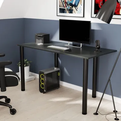 Produktbild von AKKE Anthrazit Schreibtisch mit schwarze beine LxBxH: 100x55x74 cm