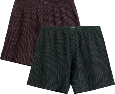 Produktbild von Atlantic Herren Boxershorts Set - Bequeme Baumwolle, Atmungsaktiv, Lockerer Schnitt, Weiche Innengummierung, 2er Pack in Weinrot und Smaragdgrün, Geometrisches Muster, Herbst/Winter 2025 Kollektion S