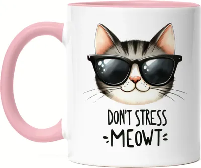 Produktbild von Don’t Stress Meowt Tasse Rosa Katze Lustig Cool Geschenkidee für Katzenliebhaber
