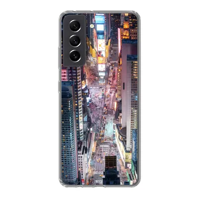 Produktbild von MuchoWow® Handyhülle Schutzhülle Hülle für Samsung Galaxy S21 FE Blick von oben auf den Times Square in New York Silikon Softcase Handy Hülle - Mobiltelefonhülle