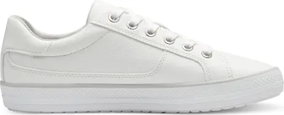A white sneaker shown from the side against a white background.