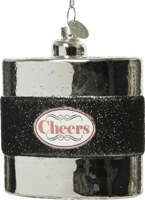 Produktbild von Christbaumschmuck Glas Flachmann 9cm silber / schwarz